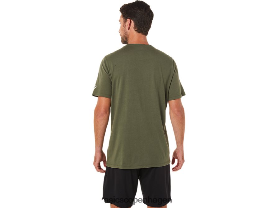 Asics xg kortærmet lockup-logo-t-shirt oliven lærred Z206F61655