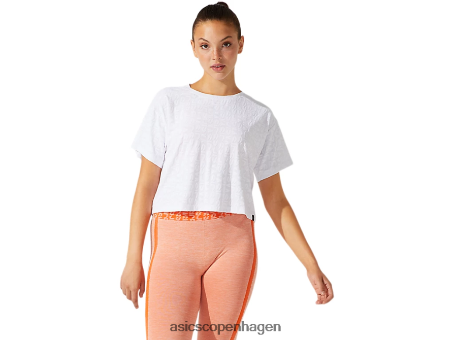 Asics korte ærmer i jacquard-logo strålende hvid Z206F63968