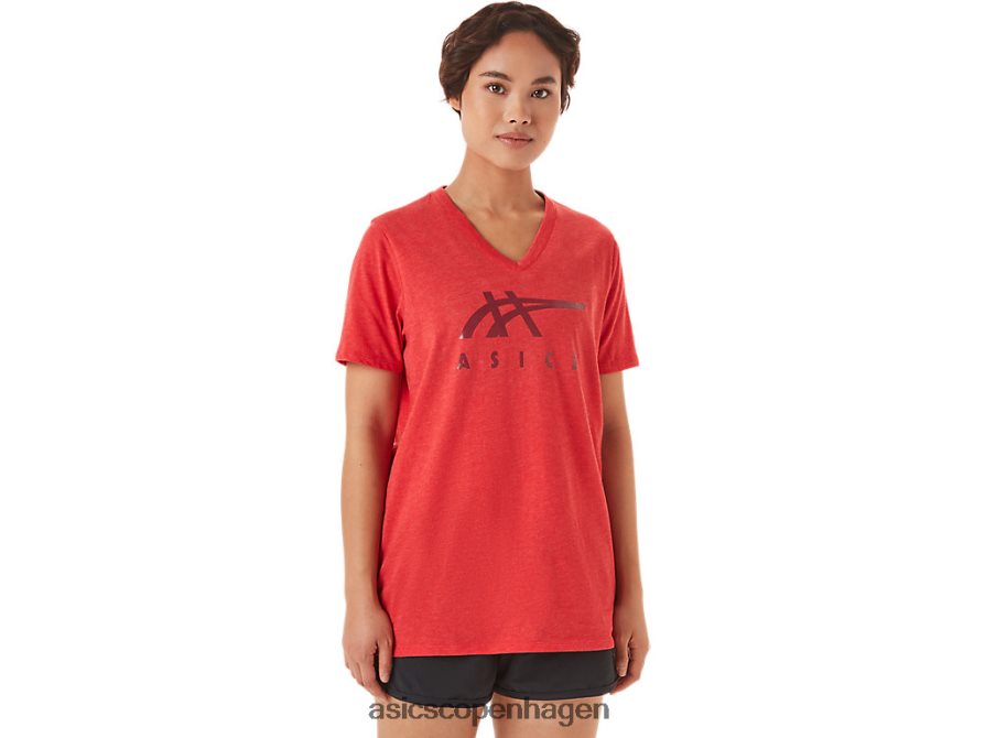 Asics striber v-hals klassisk rød lyng Z206F63422