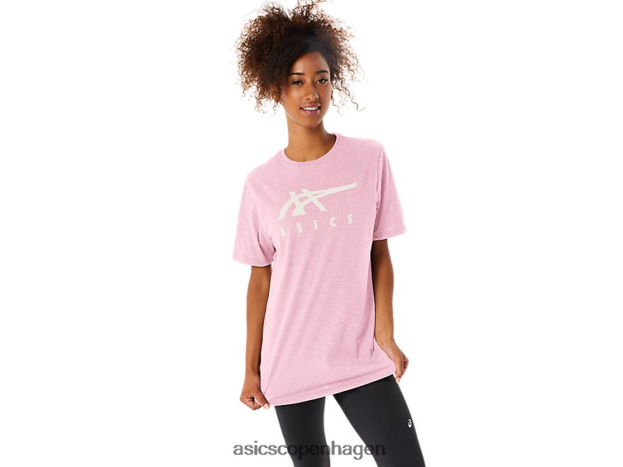Asics stribet kortærmet t-shirt lyserødt salt Z206F673