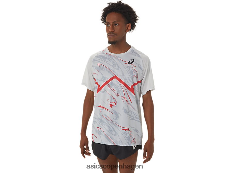 Asics cj-line let kortærmet top gletsjergrå/elektrisk rød Z206F6258