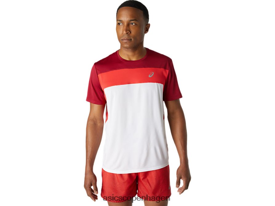 Asics race kortærmet top strålende hvid/burgunder Z206F61728