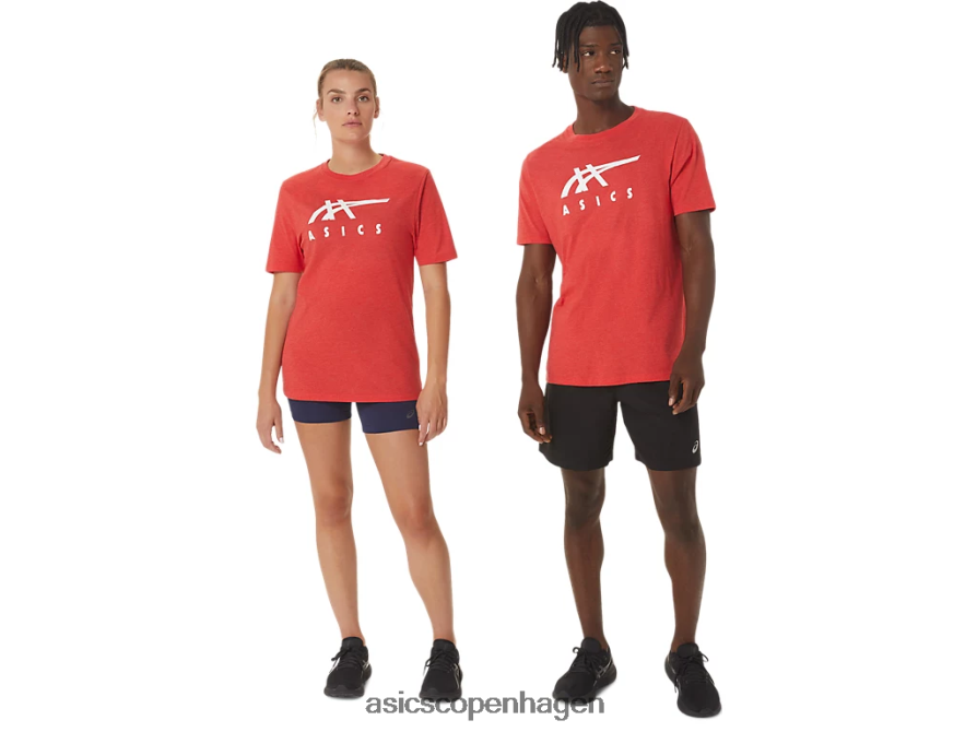 Asics stribet kortærmet t-shirt klassisk rød lyng Z206F61255