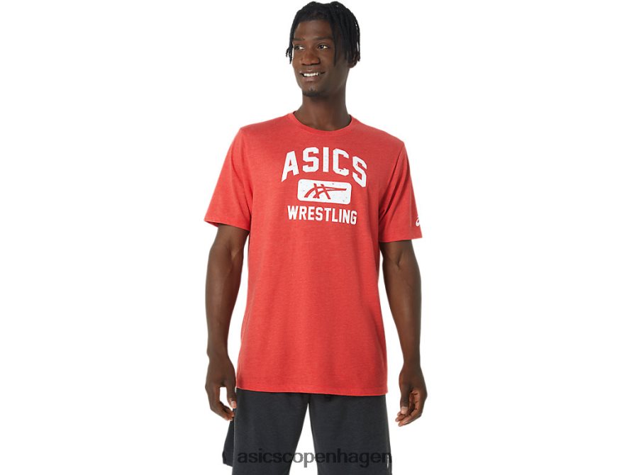 Asics unisex wrestling grafisk t-shirt klassisk rød lyng Z206F6848