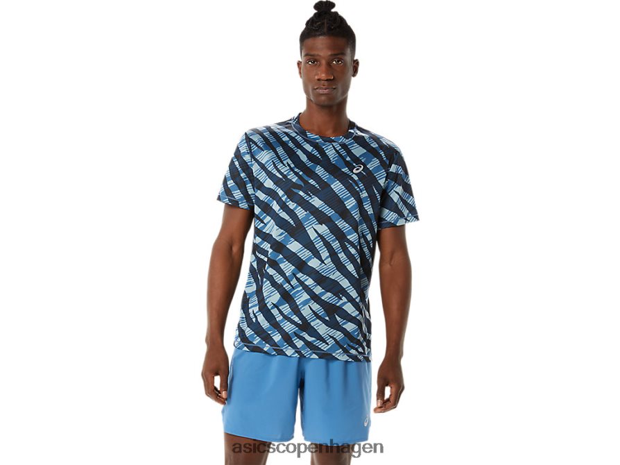 Asics vild camo kortærmet top azurblå/performance sort Z206F61058
