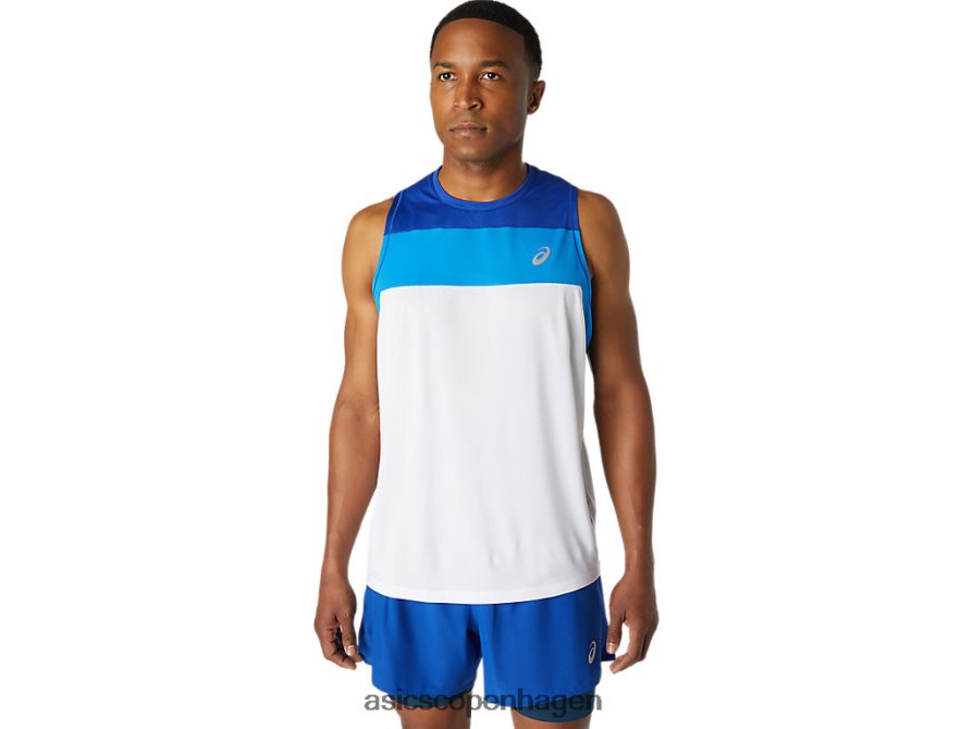 Asics race singlet strålende hvid/monacoblå Z206F61746