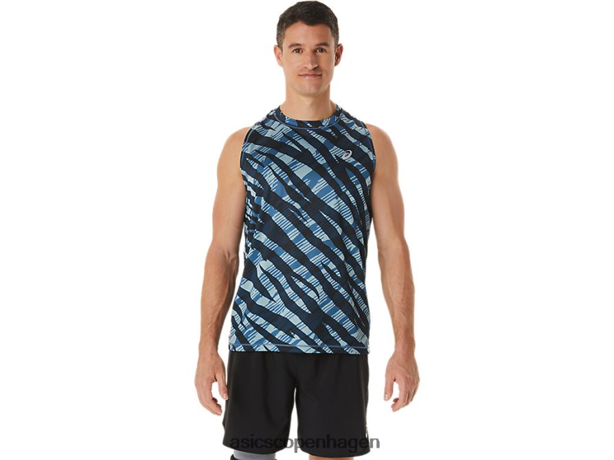 Asics vild camo singlet azurblå/performance sort Z206F61113